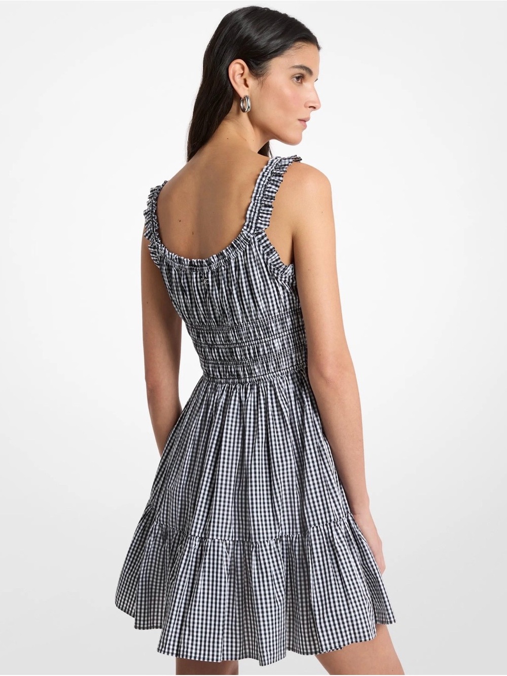 NWT MICHAEL Michael Kors Gingham Smocked Cotton Dress